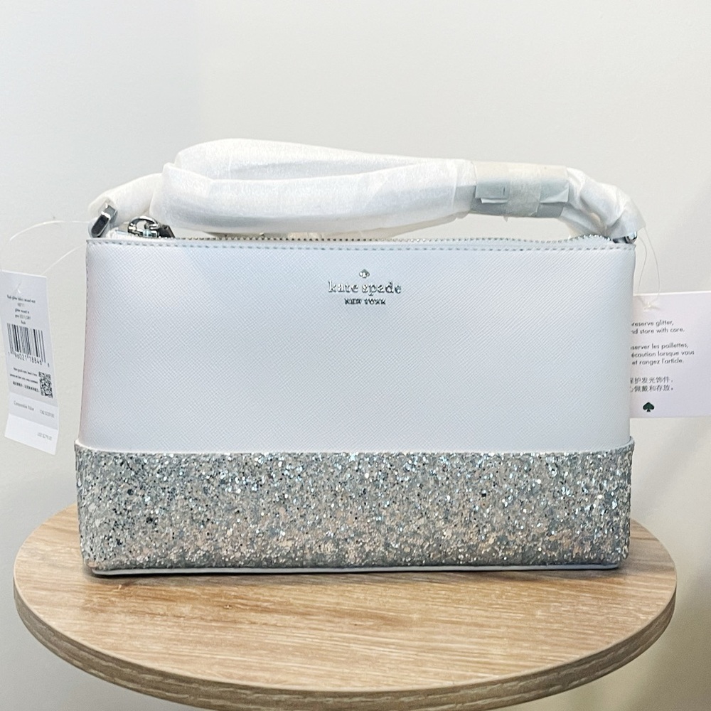 Kate Spade Bag Silver Glitter Holiday Crossbody Purse New